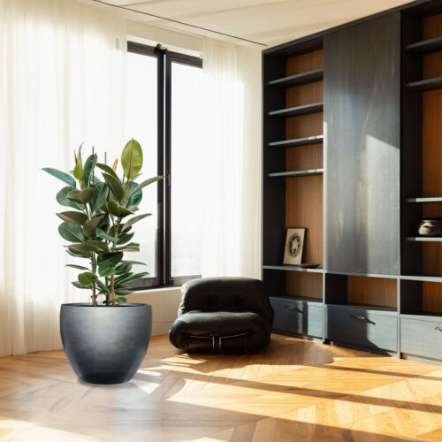 DUOO XXL bloempot zilver grijs blauw voor binnen 90cm breed