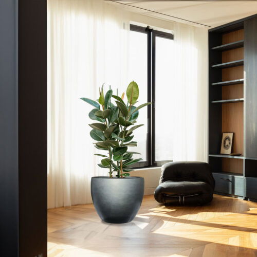 DUOO XXL bloempot zilver grijs blauw voor binnen 90cm breed