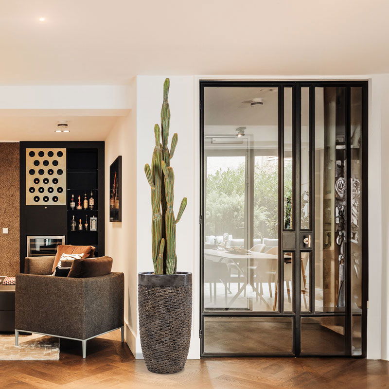 UNDA design plantenpot hoge vaas brons met zwarte rand 69cm