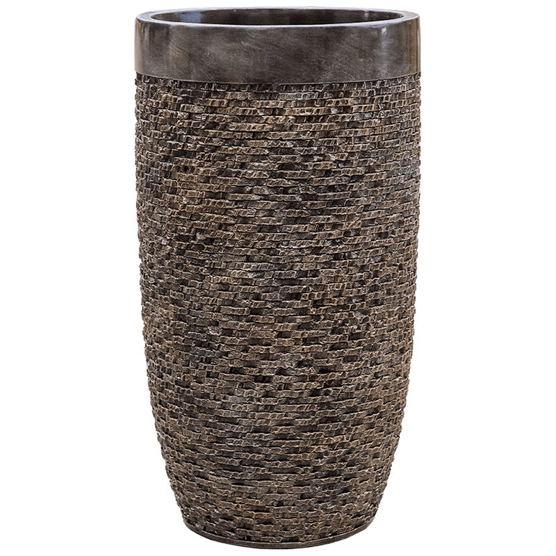 UNDA design plantenpot hoge vaas brons met zwarte rand 69cm