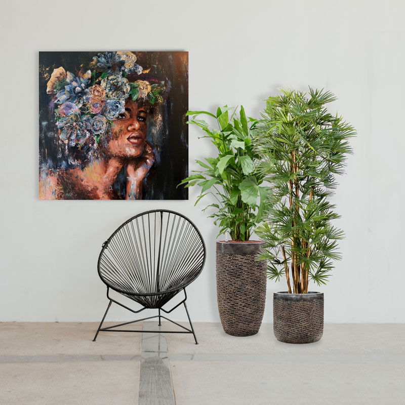 UNDA design plantenpot hoge vaas brons met zwarte rand 69cm