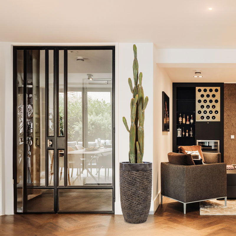 UNDA design plantenpot hoge vaas brons met zwarte rand 69cm