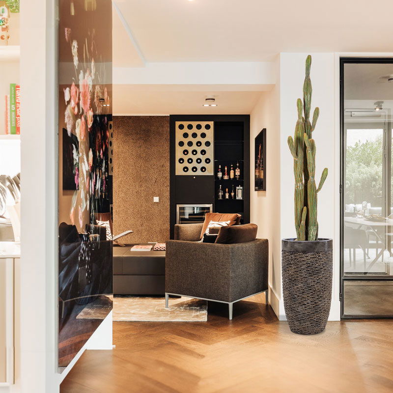 UNDA design plantenpot hoge vaas brons met zwarte rand 69cm