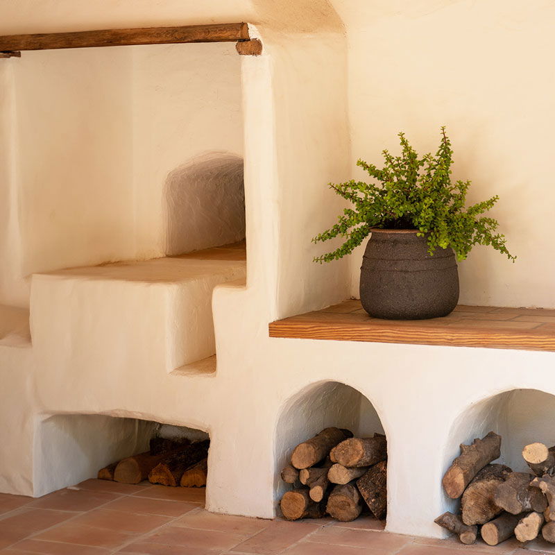 OLIVOO bruin grijze bloempot plantenbak kruik groot design 52cm breed