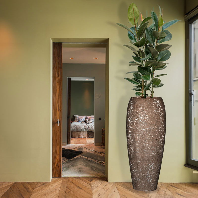 COATY vaas bloempot hoog design bruin voor buiten en binnen 90cm