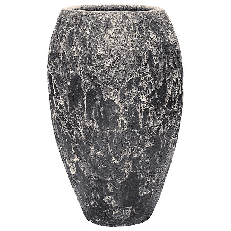 LAVAA hoge bloempot plantenbak zwart keramiek voor buiten 95cm