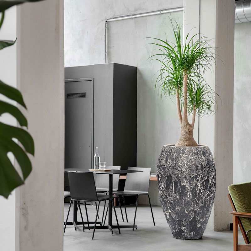 LAVAA hoge bloempot plantenbak zwart keramiek voor buiten 95cm