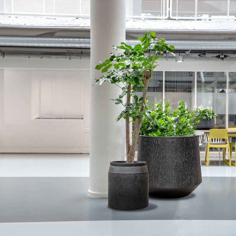 FUNDO XXL plantenbak bloempot zwart grijs voor buiten 80cm breed