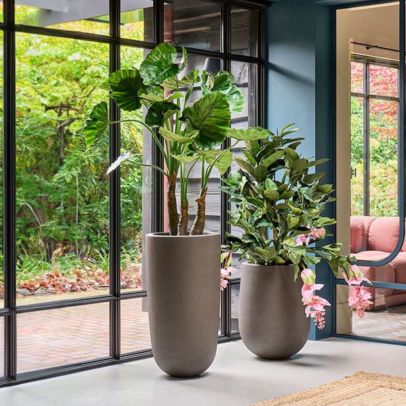 VADAA XL vaas bloempot groot en hoog design brons bruin voor binnen 90cm