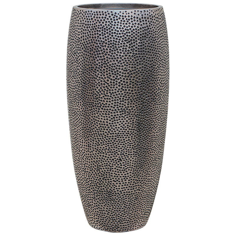 OPUS hoge zilver grijs metalen vaas bloempot voor binnen 75cm