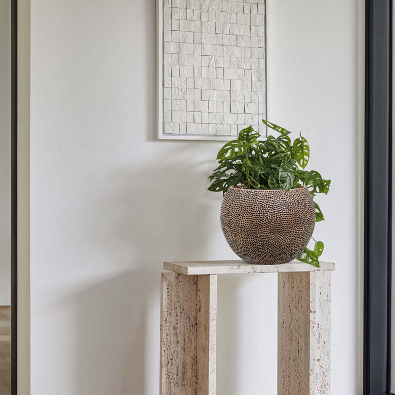 OPUS plantenbak rond brons metallic ronde bloempot voor binnen 40cm breed