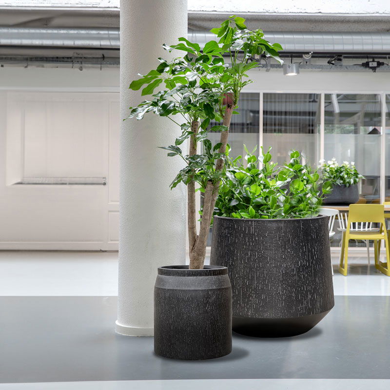 FUNDO XXL plantenbak bloempot zwart grijs voor buiten 80cm breed