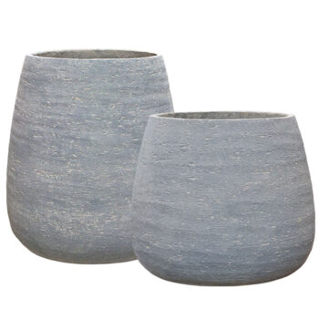 MILOO mat beton grijze bloempotten set buitenpotten in kruik vorm 38cm & 50cm