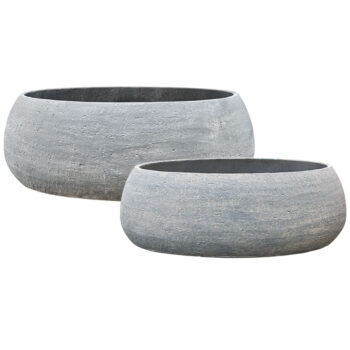 MILOO XL bloembakken bonsai schalen plantenbak set beton grijs 72cm & 92cm breed