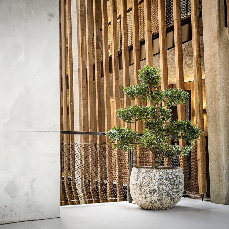 TELLUS XL bloempot plantenbak groot design wit grijs voor buiten 90cm breed