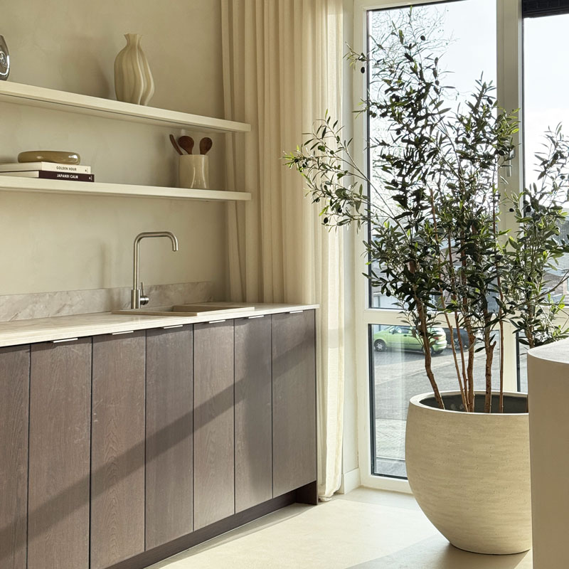 DAMAR design XL bloembak plantenbak bloempot groot natuurlijk wit 88cm breed