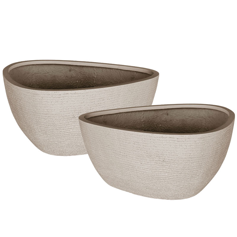 DOMII grote plantenbakken bloembakken set voor buiten beige 67cm breed