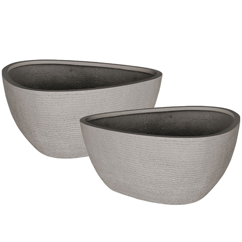 DOMII grote plantenbakken bloembakken set voor buiten grijs 67cm breed