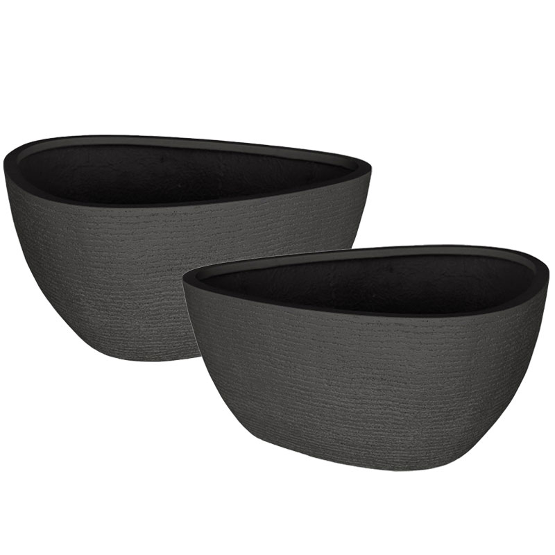 DOMII grote plantenbakken bloembakken set voor buiten zwart 67cm breed