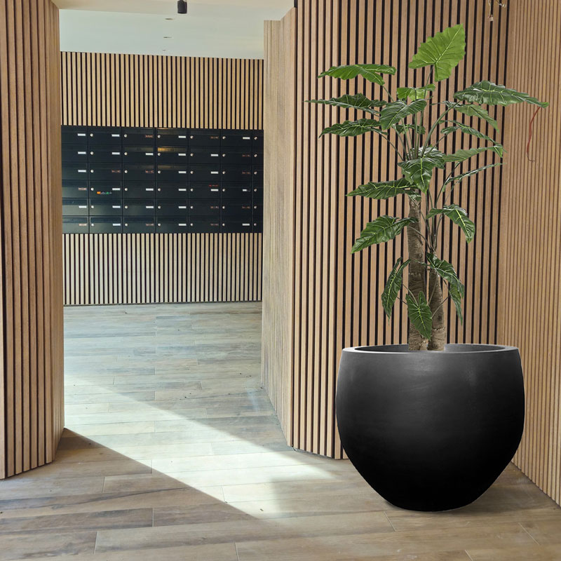 DAMAR design plantenpot bloempot zwart groot design voor buiten 70cm breed