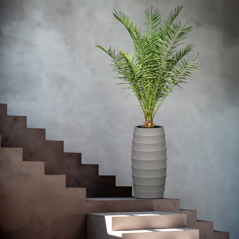 BORDO grote grijze bloempot vaas hoog en hoog beton design voor buiten 110cm