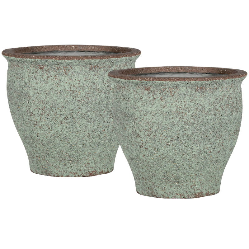 OLIVOO Ibiza mintgroene bloempotten plantenpotten set kruik design 42cm breed