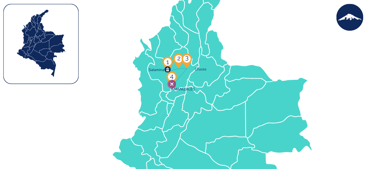 4 DAY COLOMBIA AUTHENTIC COFFEE TOUR Map