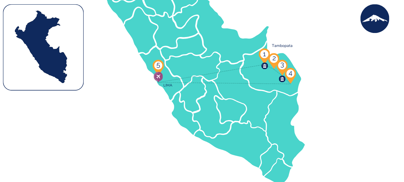 5-Day Tambopata Amazon Peru Map