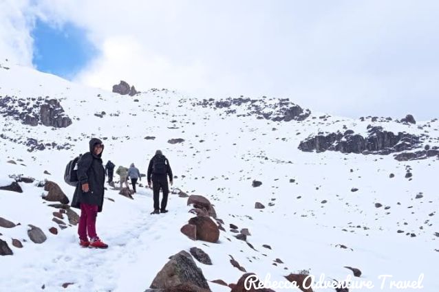 Climbers reaching the Chimborazo summit