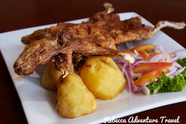 Popular dish in Peru with Guinea Pig, or ”Cuy“ in Spanish. Popular dish in Peru