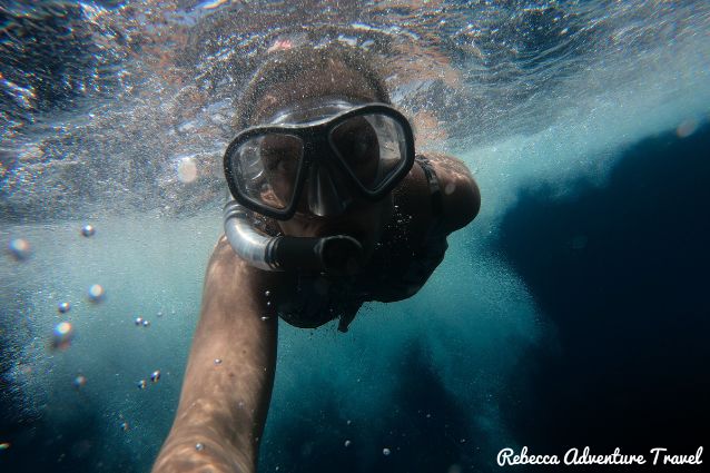 Rebecca's bucket list snorkeling in the Galapagos.