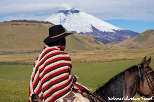 Horseback riding at Cotopaxi volcano.