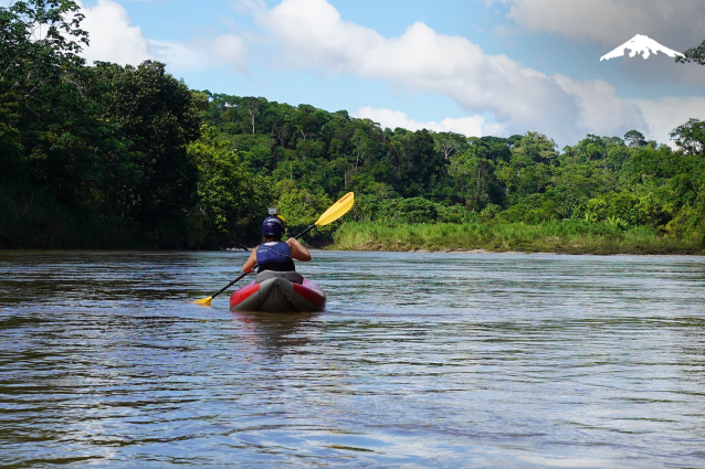 Guests kayaking on the Amazon River in Ecuador.