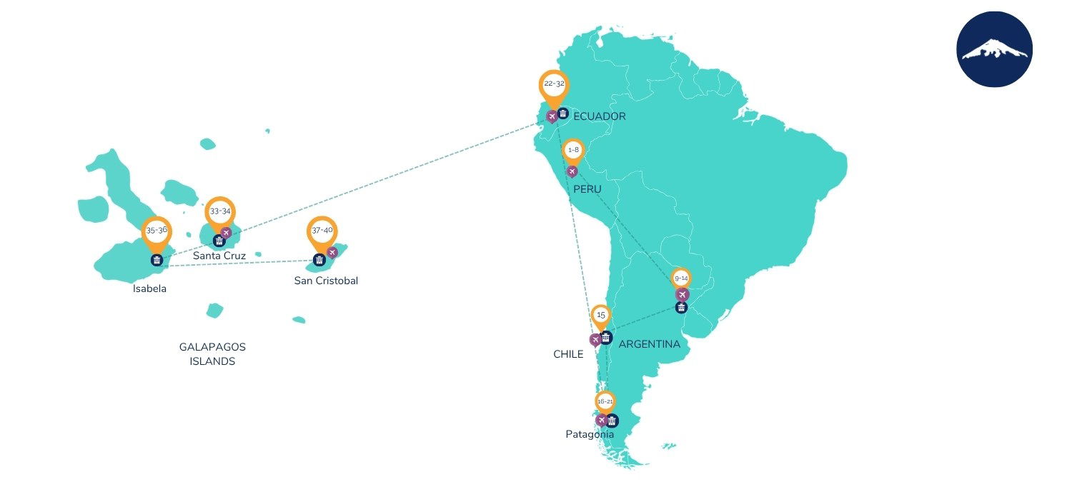 40-Day South Amerixa Luxury Adventure Map