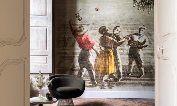 Detail van behang Le Bal uit de Panoramique-collectie van Élitis