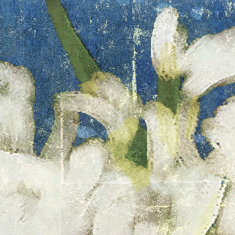 Detail van behang Mémoire d'un Jardin uit de Soleil Levant-collectie van Élitis