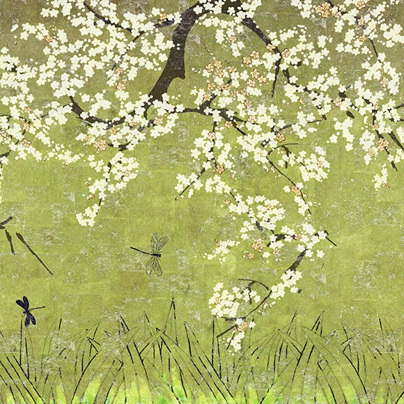 Behang Les Cerisiers Sauvages uit de Soleil Levant-collectie van Élitis