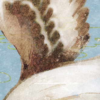 Detail van behang Nouvelles orientales uit de Soleil Levant-collectie van Élitis