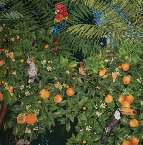 Detail van behang Orange Groove uit de DAYDREAMS-collectie van Osborne & Little