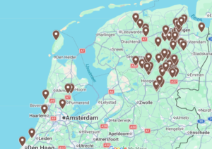 Afbeelding Nederland met aangegeven waar de kuddes lopen