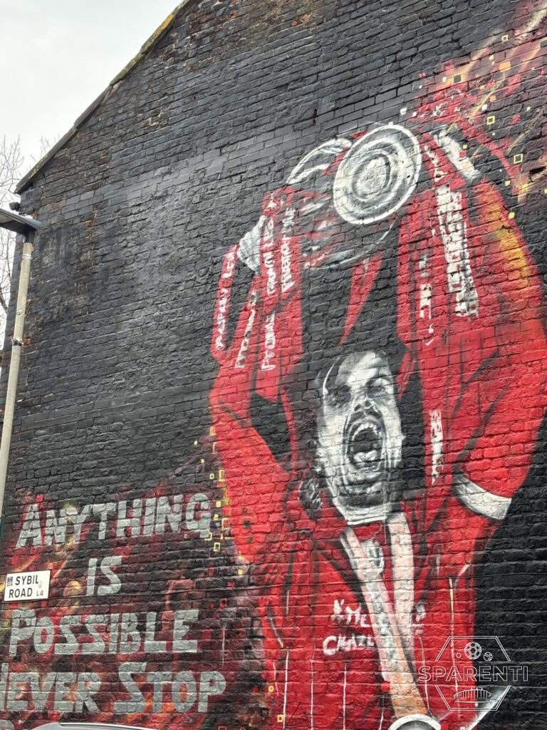 Mural van Jordan Henderson bij Anfield