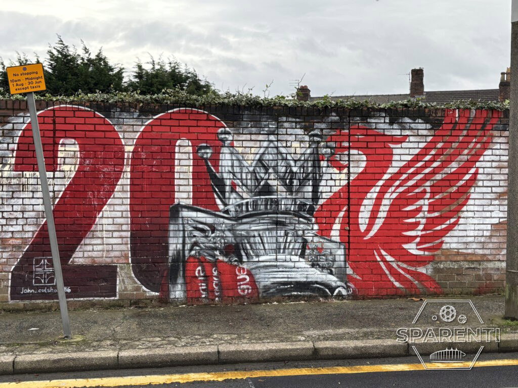 Mural met het cijfer twintig en de liverbird
