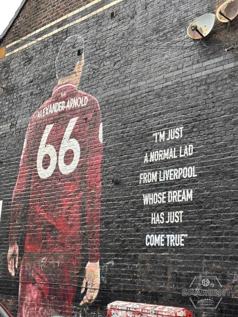 Mural van Trent Alexander-Arnold bij Anfield