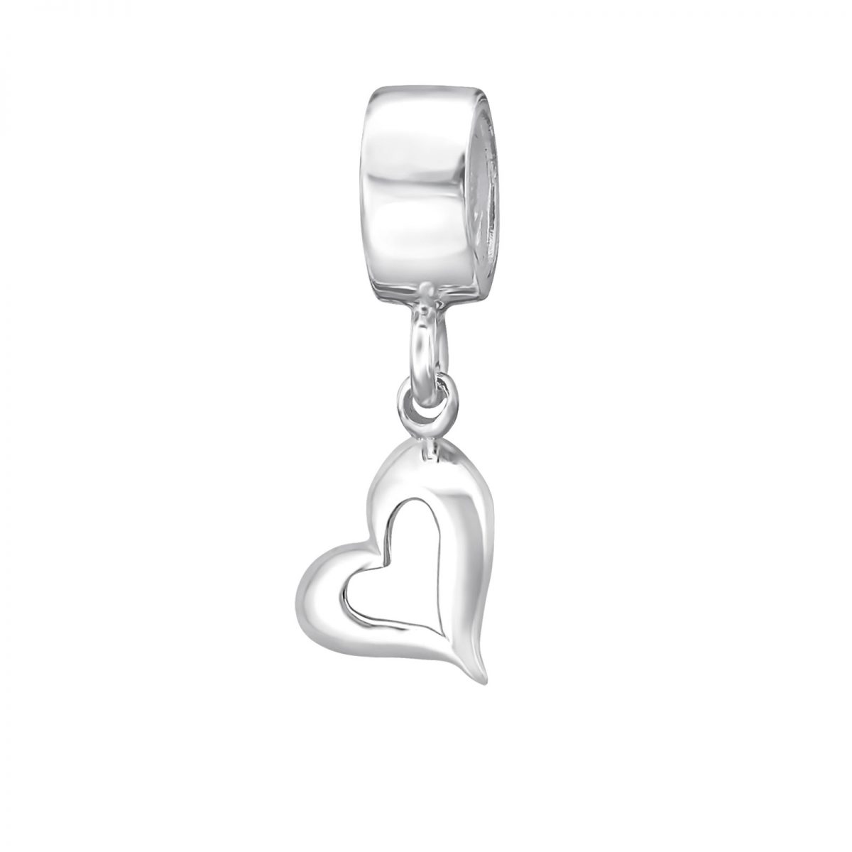 dangle hartje bedel  peace bedel  bead  Zilverana  geschikt voor Biagi , Pandora , Trollbeads armband  925 zilver