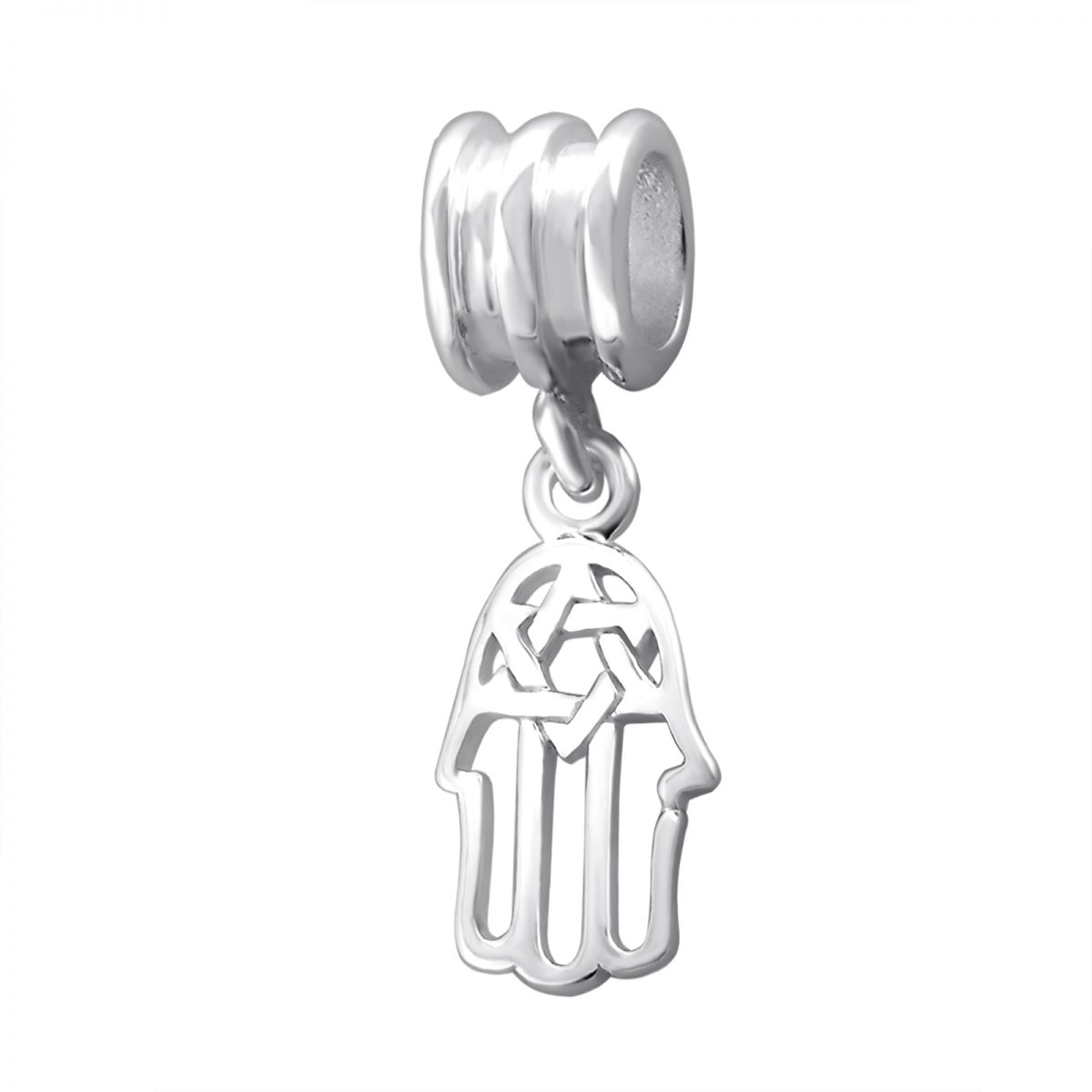 hamsa dangle bedel  hand van fatima  Zilverana  geschikt voor Biagi , Pandora , Trollbeads armband  925 zilver