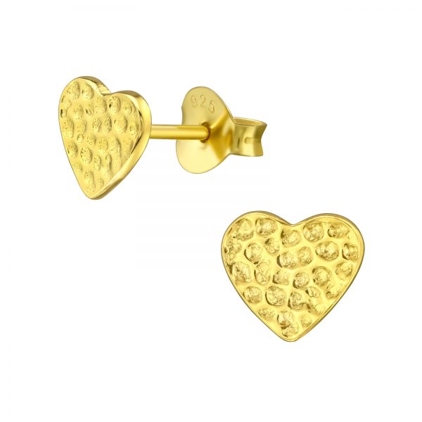 Zilver goud plated oorsteker hartje   oorbellen dames goudkleurig  oorbellen hartje  zilverana  Sterling 925 Silver
