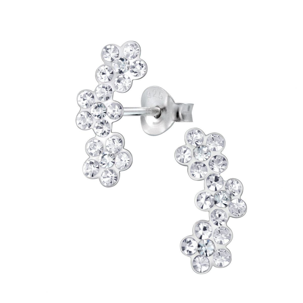 Zilver oorstekers dames 3 bloemen zirkonia crystal  oorbellen dames zilver  Ear Studs  zilverana  Sterling 925 Silver