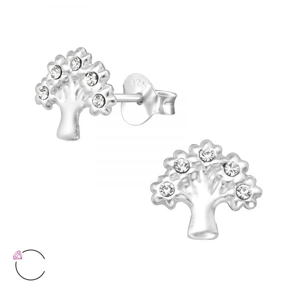 Zilver oorsteker levensboom met zirkonia  Silver tree of life Ear Studs  oorbellen dames  zilverana  Sterling 925 Silver  sieraden vrouw