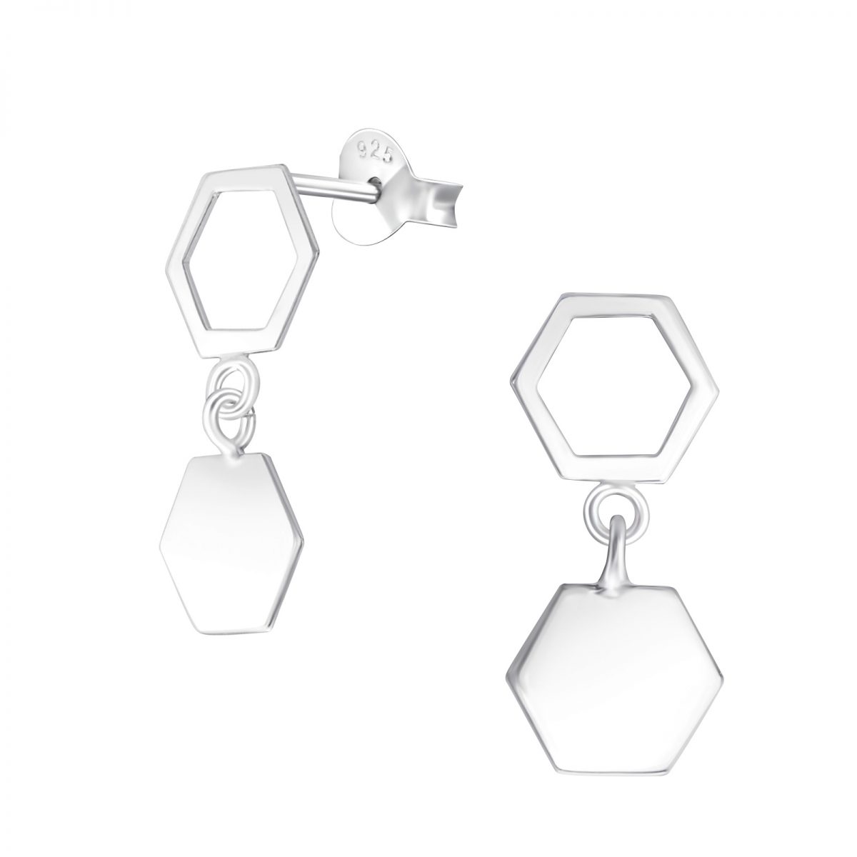 Zilver oorsteker zeskantjes  oorbellen dames zilver  sieraden vrouw  Zilverana  Sterling 925 Silver