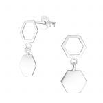 Zilver oorsteker zeskantjes oorbellen dames zilver sieraden vrouw Zilverana Sterling 925 Silver